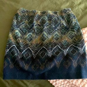 Patterned blue and green skirt, size can women’s, J.Jill
